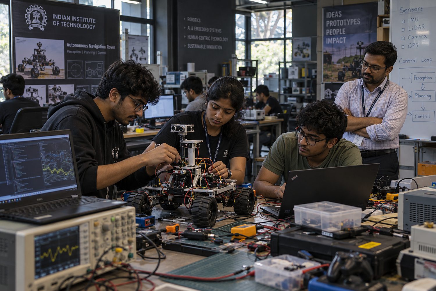 Students learning hands-on in a technology lab